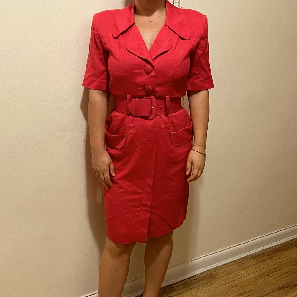 Vintage linen Coral dress!